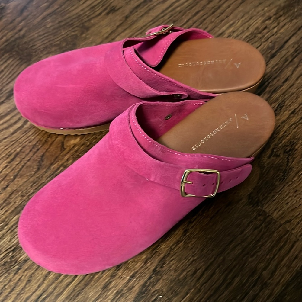 Anthropologie Suede Classic Clogs